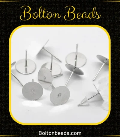 Silver Iron Flat Stud Earrings