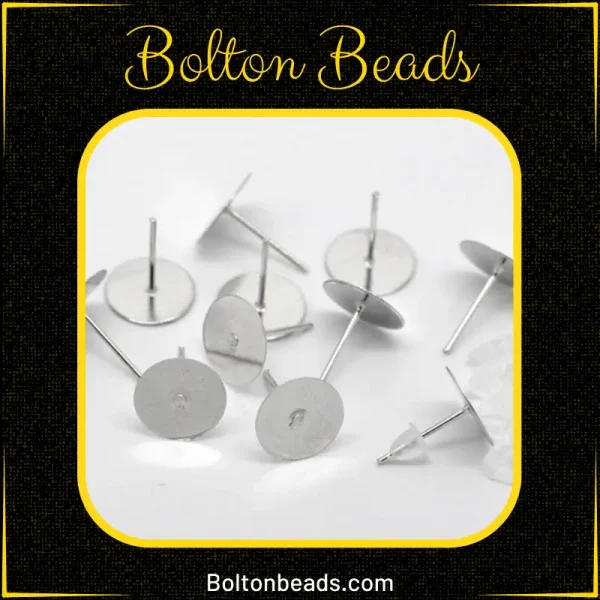 Silver Iron Flat Stud Earrings