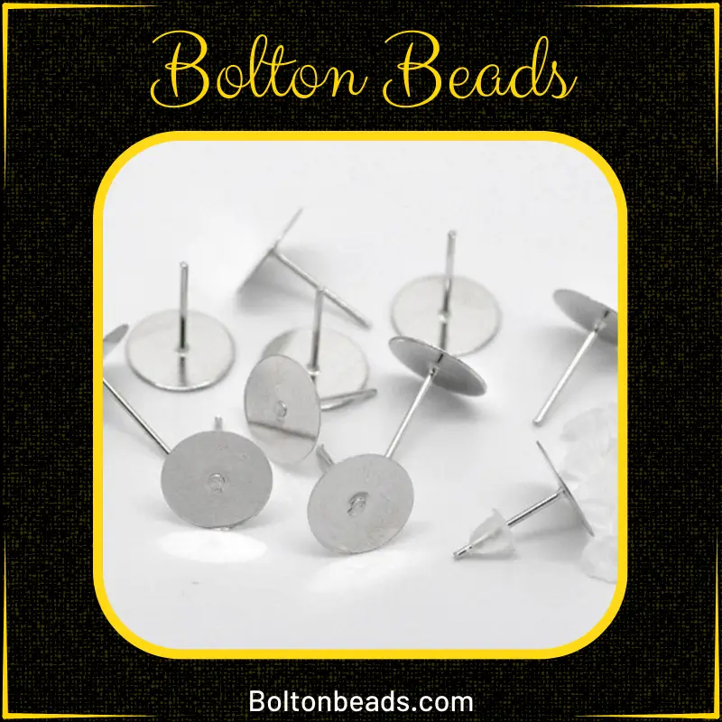Silver Iron Flat Stud Earrings