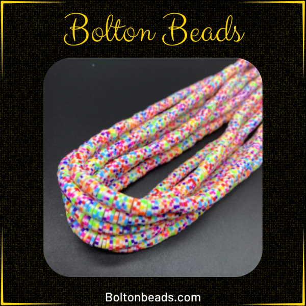 Rainbow-colored clay beads, 6mm in size, with over 250 beads for jewelry making.