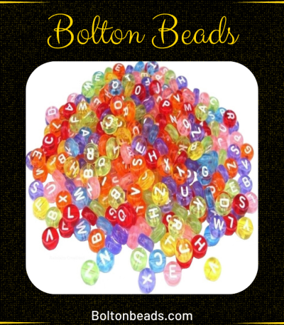 Round Alphabet Beads in Multi Crystal, approximately 120 beads for jewelry making.